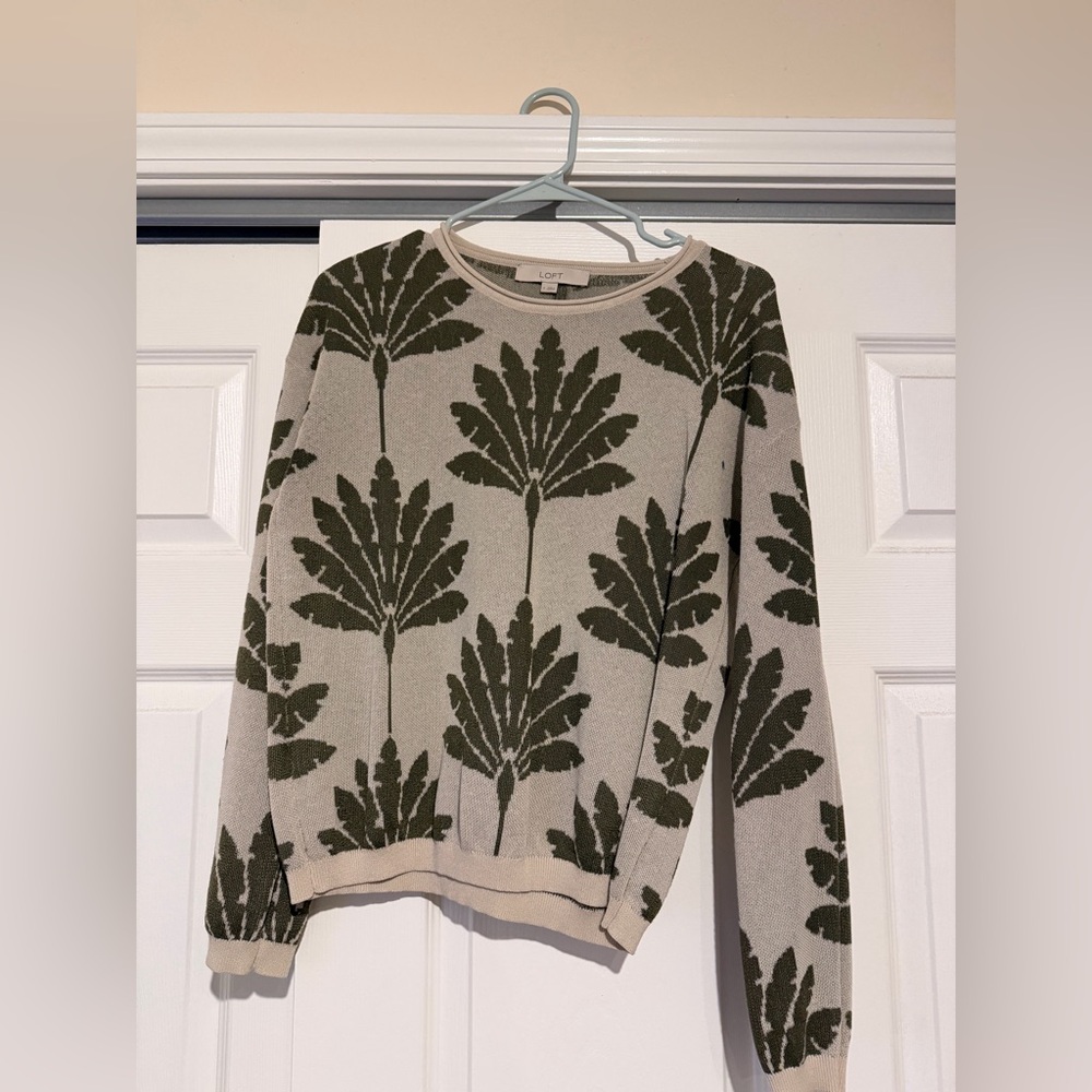 LOFT Olive Leaf Pattern Sweater